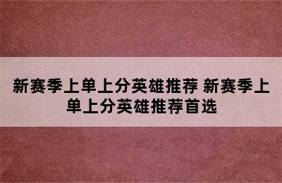 新赛季上单上分英雄推荐 新赛季上单上分英雄推荐首选